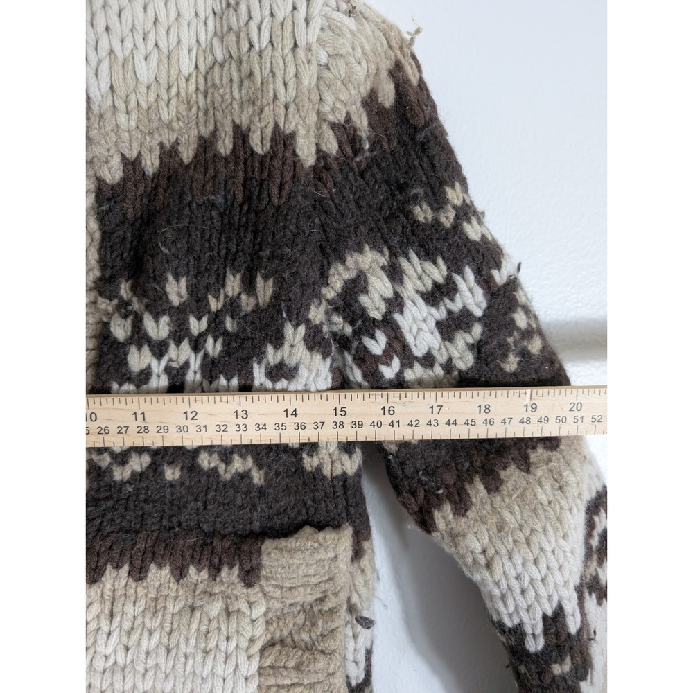 Ezra Fitch Women's Small Abercrombie Hand Knit Wool Fair Isle Cardigan Brown - Picture 8 of 11